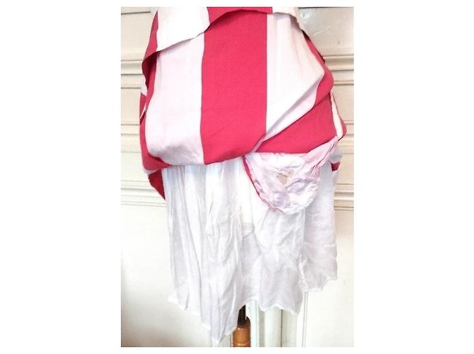 Moschino Gonna Baya Pop in Cotone e Seta Rosa Bianco - vista 7