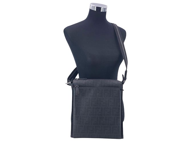 Fendi Borsa a Tracolla in Tela con Motivo FF Zucca Nero - vista 3