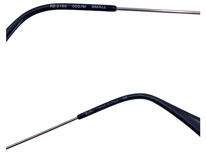 Ray-Ban Vintage Silber Metall RB 3160 Shield Rimless Sonnenbrille Grau - Ansicht 6