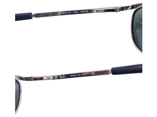 Ray-Ban Vintage Silber Metall 3119 Double Bridge Wrap Sonnenbrille Grün - Ansicht 5