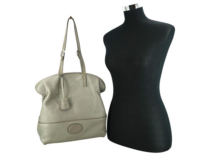 Fendi Selleria Gray Leather Cuoio Romano 2Bag Borsa a Tracolla Tote Grigio - vista 2
