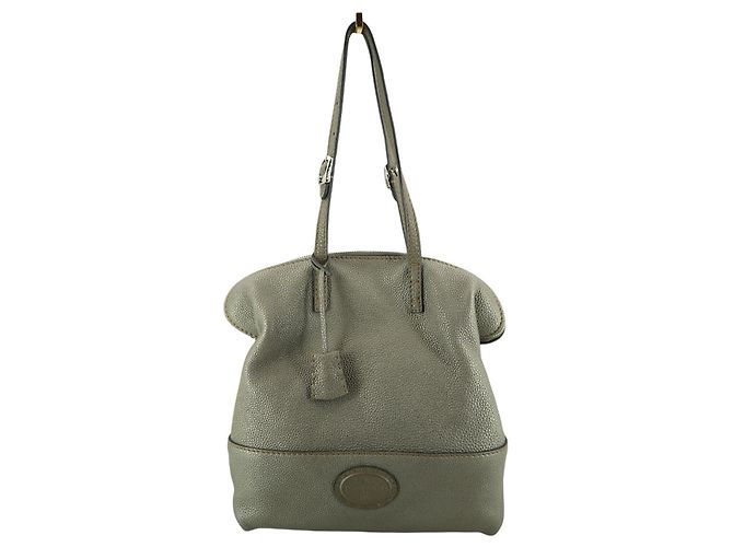 Fendi Selleria Gray Leather Cuoio Romano 2Bag Borsa a Tracolla Tote Grigio - vista 3