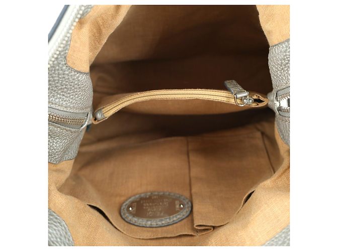 Fendi Selleria Gray Leather Cuoio Romano 2Bag Borsa a Tracolla Tote Grigio - vista 6