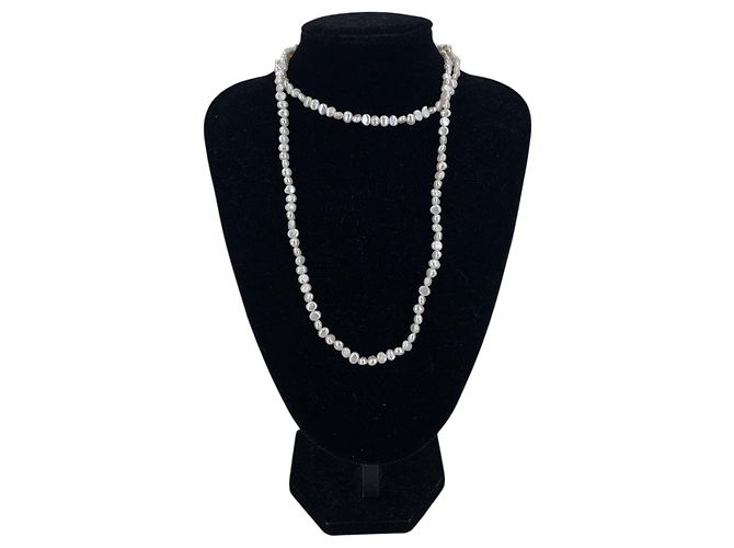 Autre Marque Collar de perlas barrocas blancas de agua dulce 7.5 mm 45 cm Blanco - vista 2