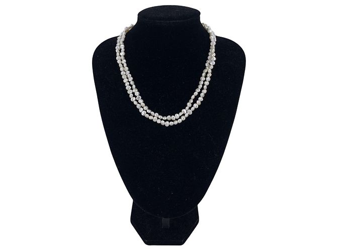 Autre Marque Collar de perlas barrocas blancas de agua dulce 7.5 mm 45 cm Blanco - vista 3