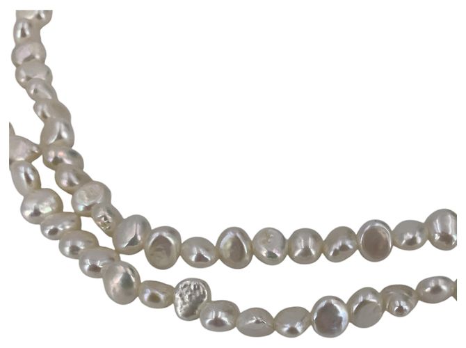 Autre Marque Collar de perlas barrocas blancas de agua dulce 7.5 mm 45 cm Blanco - vista 4