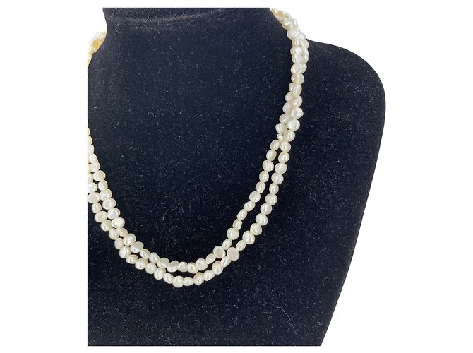 Autre Marque Collar de perlas barrocas blancas de agua dulce 7.5 mm 45 cm Blanco - vista 5