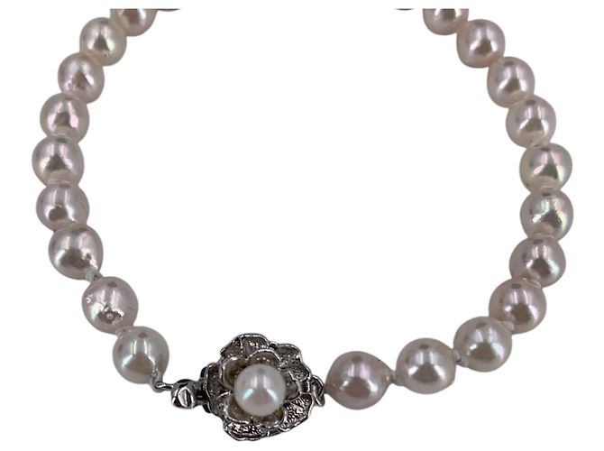 Autre Marque Akoya Hellrosa Perlenarmband 6 mm Silber Blumenverschluss 9 cm Pink - Ansicht 3
