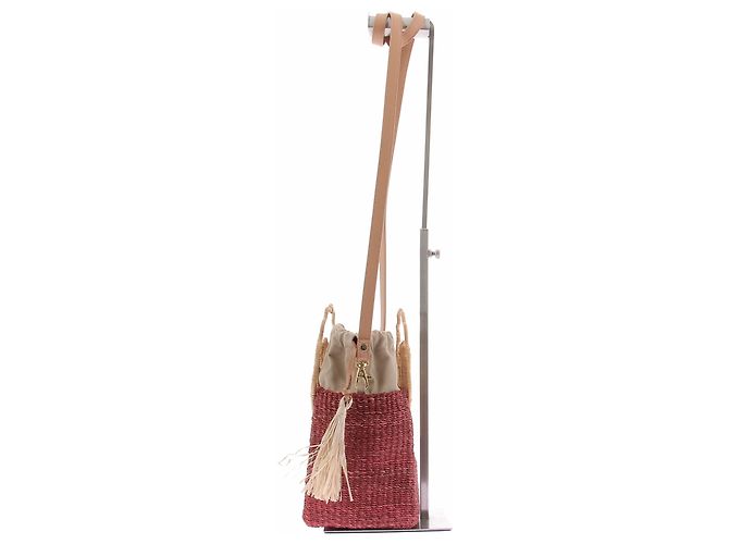 Autre Marque Picca borsa in rafia rosa - vista 4