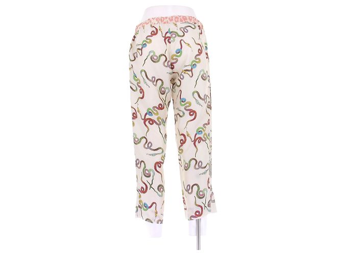 La Prestic Ouiston Calças de seda brancas estampadas Branco - vista 2