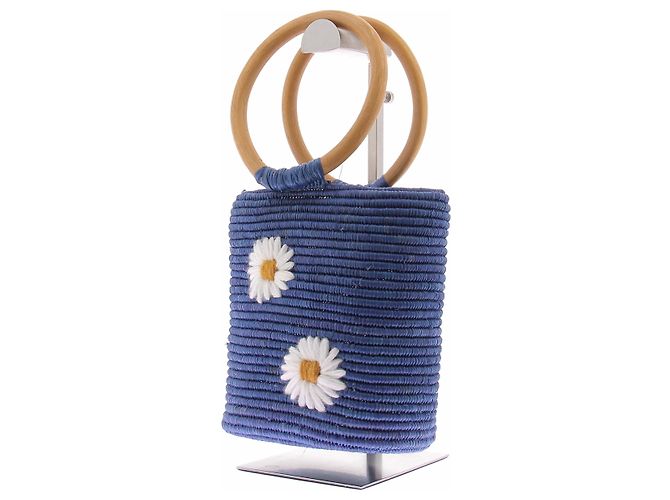 Autre Marque Picca borsa in rafia blu - vista 2
