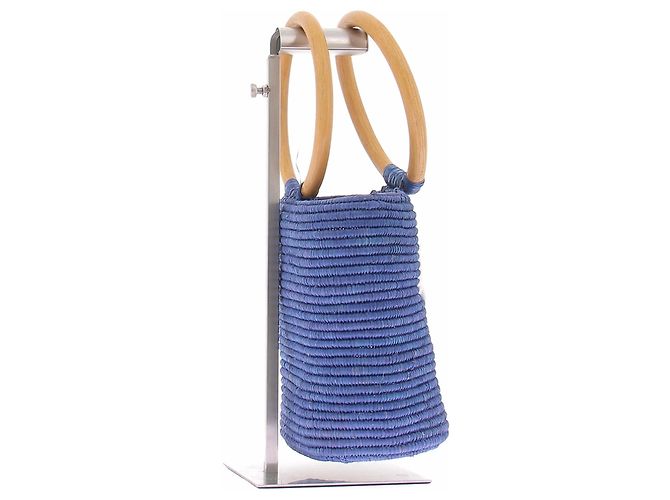 Autre Marque Picca borsa in rafia blu - vista 5