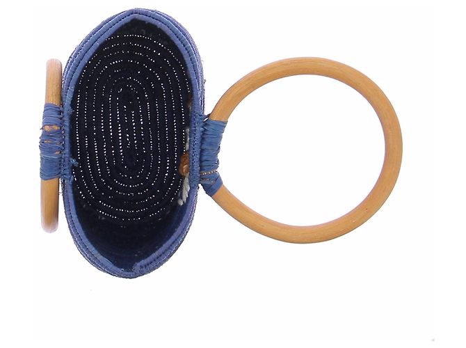 Autre Marque Picca borsa in rafia blu - vista 7