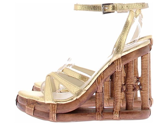 Prada Sandales à plateformes dorées Golden - view 2