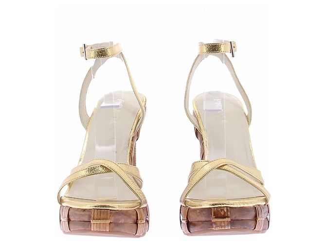 Prada Sandales à plateformes dorées Golden - view 3