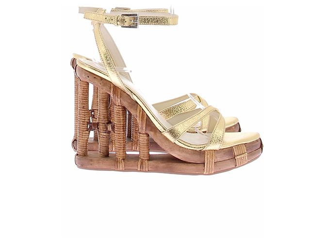 Prada Sandales à plateformes dorées Golden - view 6