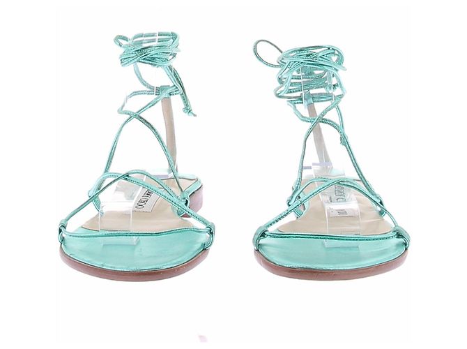 Jimmy Choo Sandali turchese argentati - vista 3