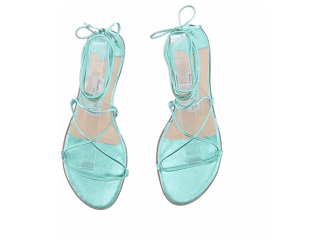 Jimmy Choo Sandali turchese argentati - vista 4
