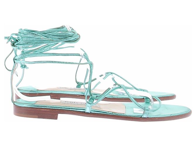 Jimmy Choo Sandali turchese argentati - vista 6