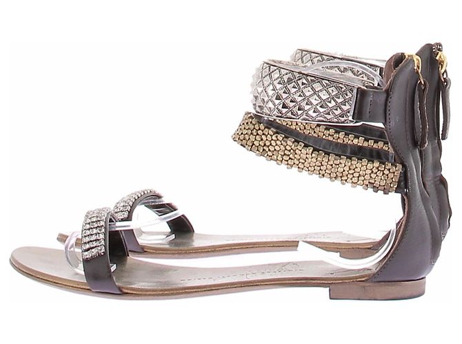 Giuseppe Zanotti Sandali dorati con cinturino argentato D'oro - vista 2