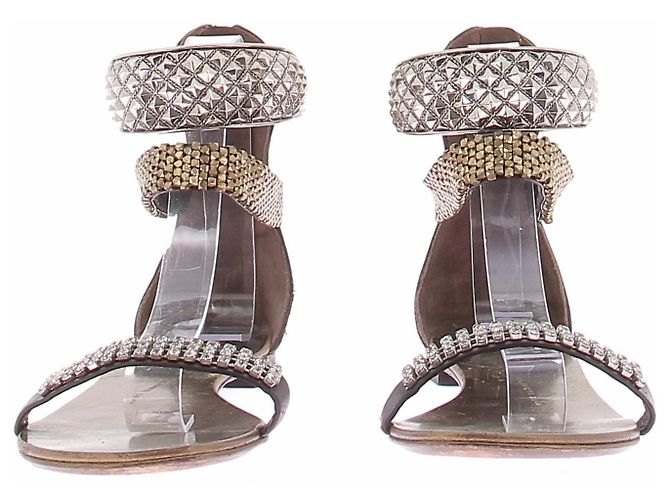 Giuseppe Zanotti Sandali dorati con cinturino argentato D'oro - vista 3