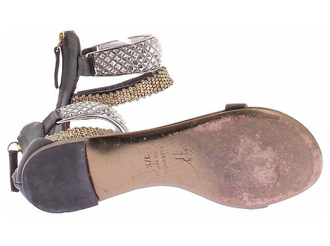 Giuseppe Zanotti Sandali dorati con cinturino argentato D'oro - vista 5