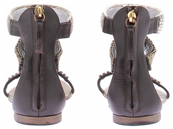 Giuseppe Zanotti Sandali dorati con cinturino argentato D'oro - vista 7