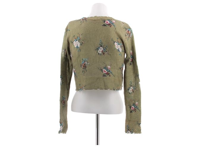 R13 Cárdigan verde oliva con flores - vista 2