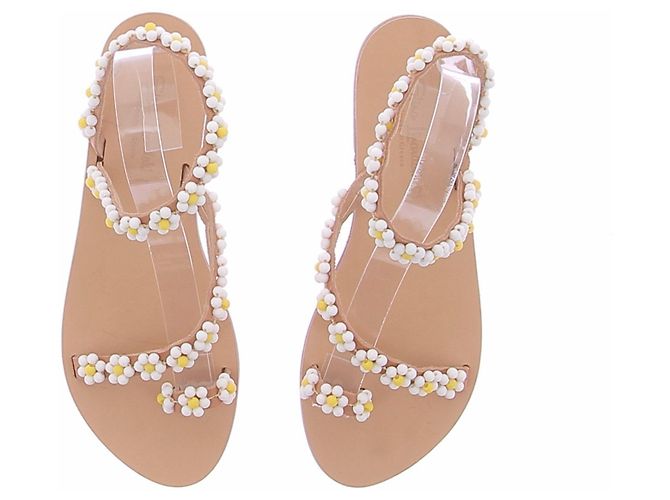 Autre Marque Sandali con perle e fiori Marrone - vista 4