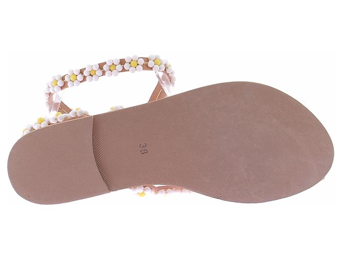 Autre Marque Sandali con perle e fiori Marrone - vista 5
