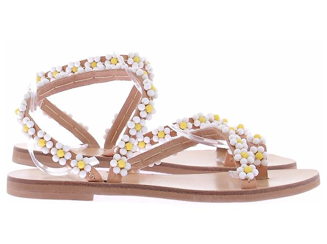 Autre Marque Sandali con perle e fiori Marrone - vista 6