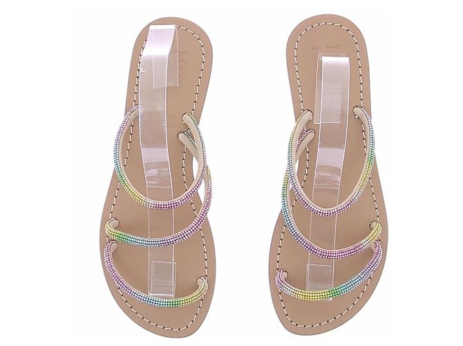 Autre Marque Sandalen mit bunten Strasssteinen Mehrfarben - Ansicht 4