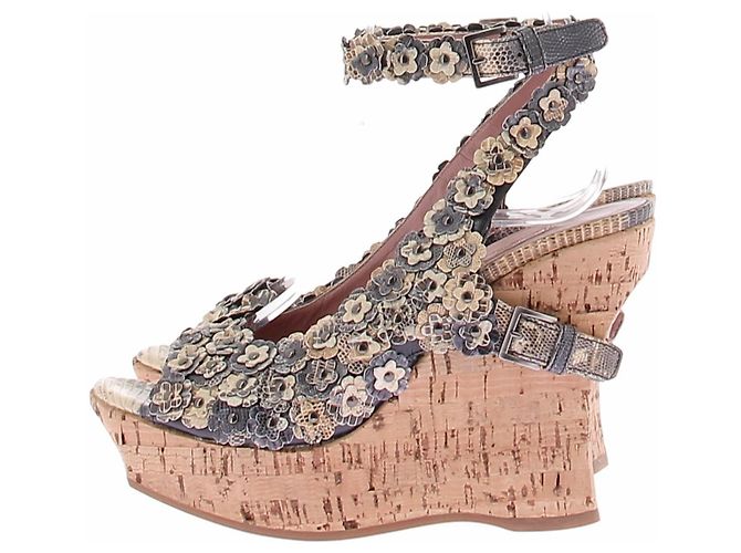 Alaïa Sandali con zeppa a fiori Beige - vista 2