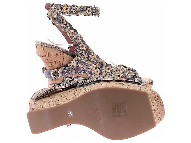 Alaïa Sandali con zeppa a fiori Beige - vista 5