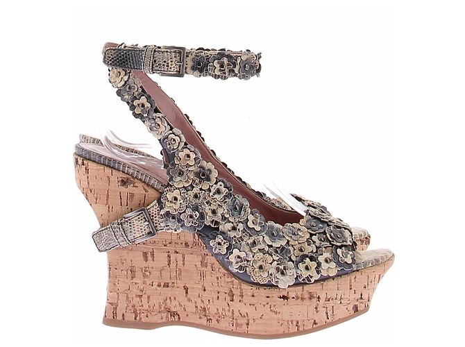 Alaïa Sandali con zeppa a fiori Beige - vista 6