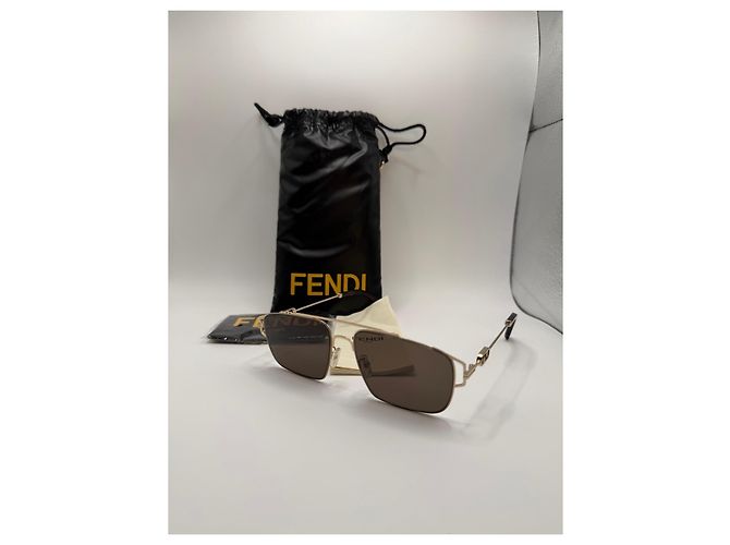 Fendi Sonnenbrille aus goldfarbenem Metall Golden - Ansicht 2