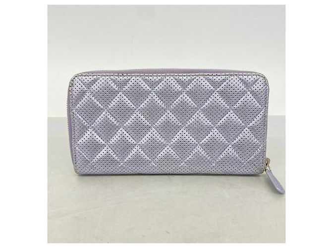 Chanel Long Wallet aus violettem Matelassé-Leder Lila - Ansicht 8