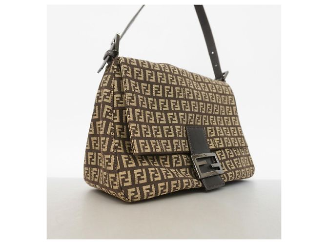 Borsa a mano Fendi Zucchino in nylon e canvas Marrone - vista 2