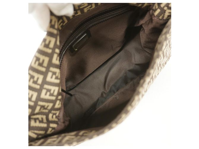 Borsa a mano Fendi Zucchino in nylon e canvas Marrone - vista 4