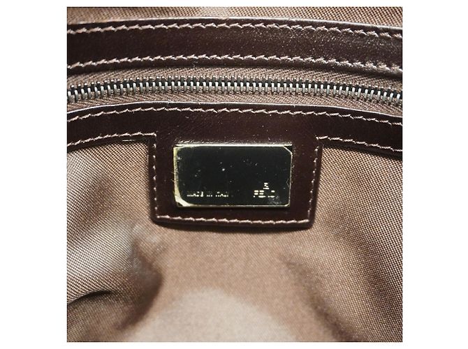 Borsa a mano Fendi Zucchino in nylon e canvas Marrone - vista 5