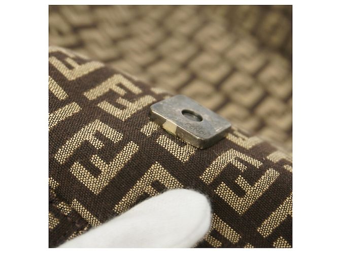 Borsa a mano Fendi Zucchino in nylon e canvas Marrone - vista 6