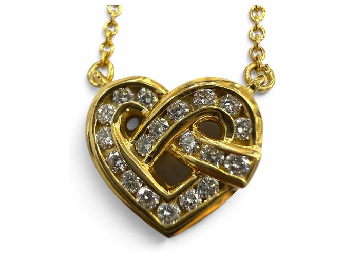 Autre Marque Collana Tiffany & Co. in oro giallo con motivo a cuore in diamanti D'oro - vista 4