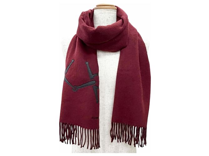 Hermès Estola de cashmere Hermes Preto Bordeaux - vista 2
