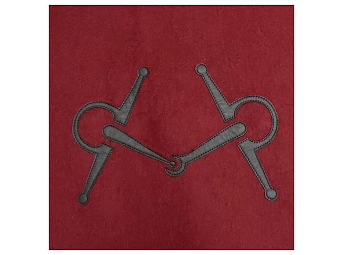 Hermès Estola de cashmere Hermes Preto Bordeaux - vista 5