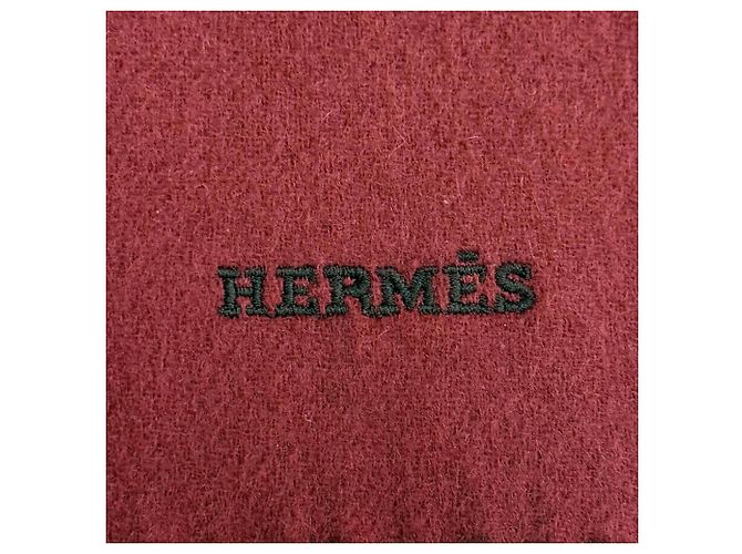 Hermès Estola de cashmere Hermes Preto Bordeaux - vista 7