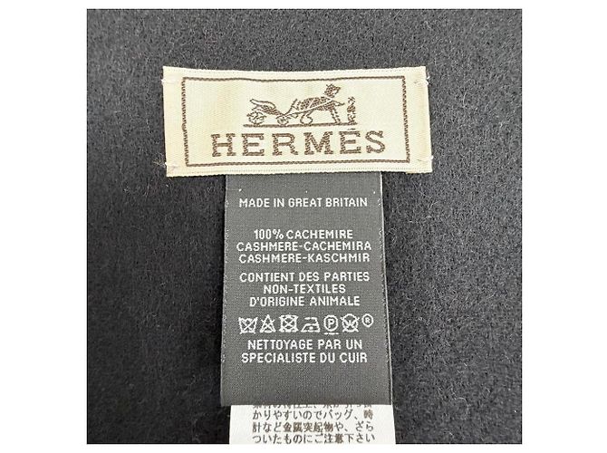 Hermès Estola de cashmere Hermes Preto Bordeaux - vista 8