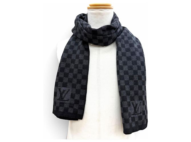Stola in lana nera e grigia Louis Vuitton Marrone Nero - vista 2