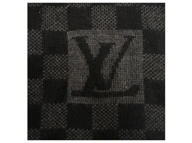 Stola in lana nera e grigia Louis Vuitton Marrone Nero - vista 5