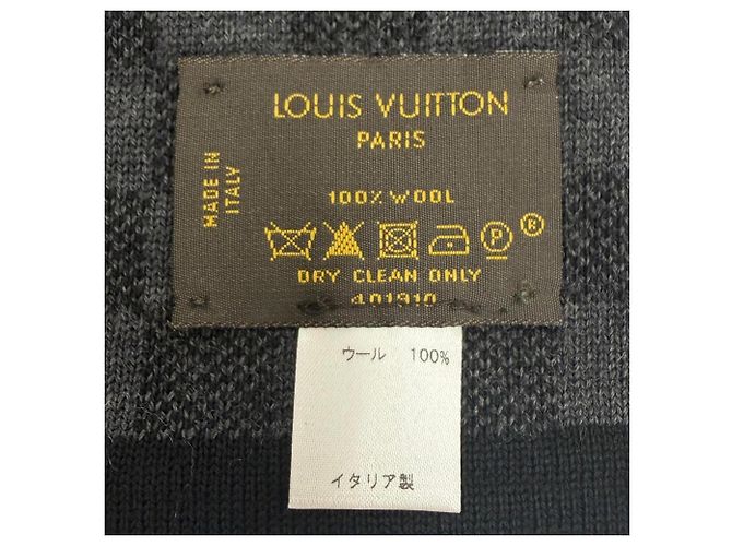 Stola in lana nera e grigia Louis Vuitton Marrone Nero - vista 6