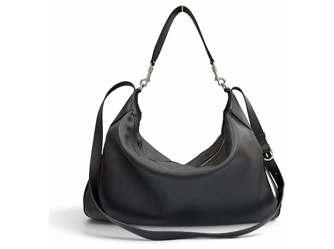 Céline Celine 11177 Bolsa de Ombro Large Strap em couro de bezerro grão macio Preto - vista 4